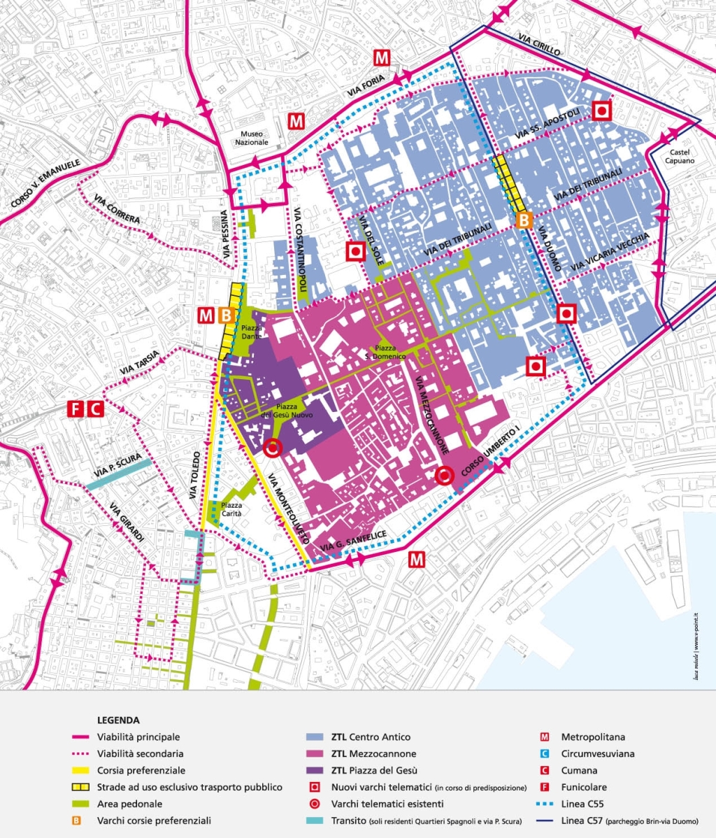 Planimetria con l'area interessata dalla ZTL Centro Antico