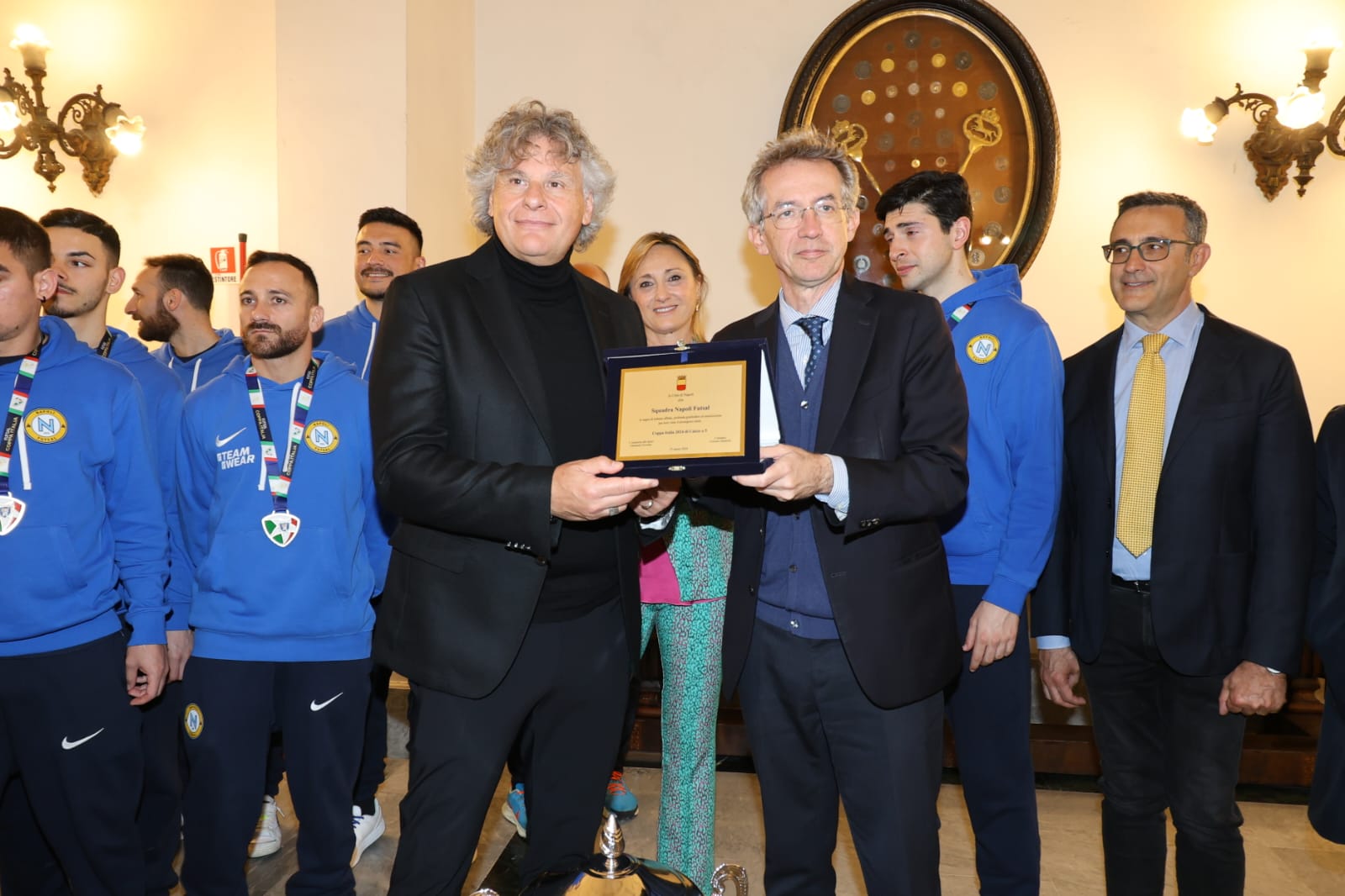 In sala Giunta la Napoli Futsal vincitrice della Coppa Italia