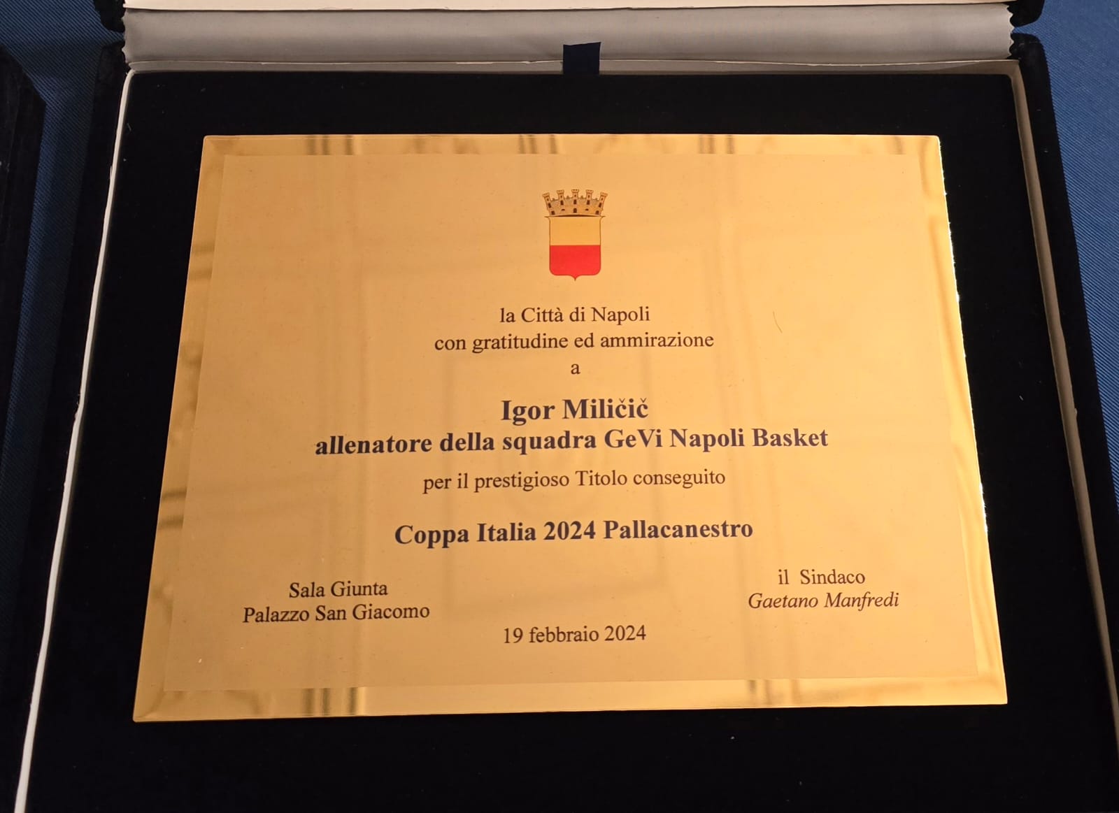 Premiata in Comune la Gevi Napoli basket