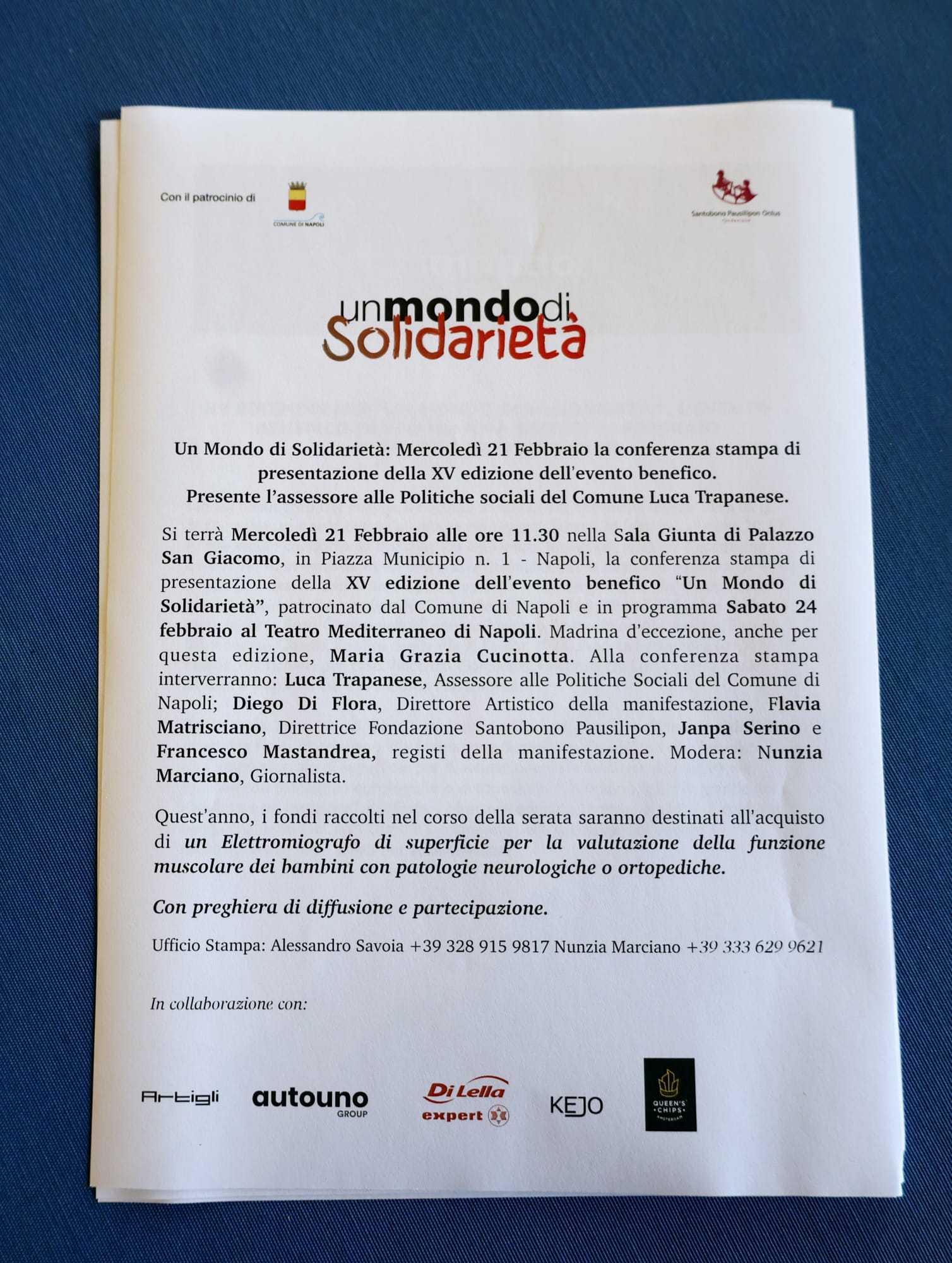 Presentato lo spettacolo di beneficenza “Un mondo di solidarietà”